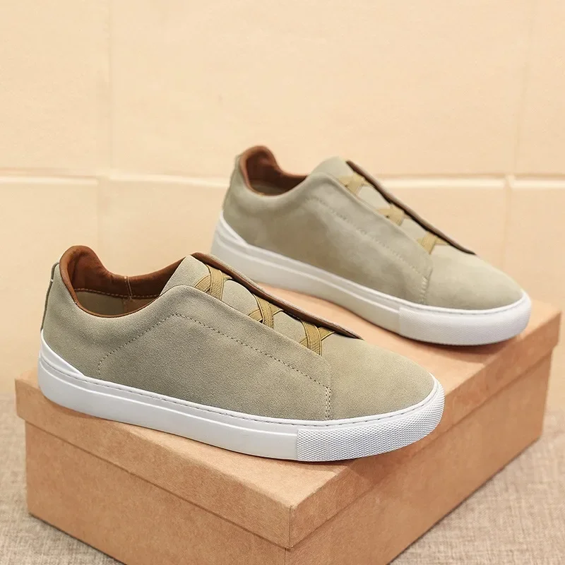 2024 New Men's Casual Shoes Suede Leather Leather Inner Casual Board Shoes Outdoor Fashion Men's Shoes