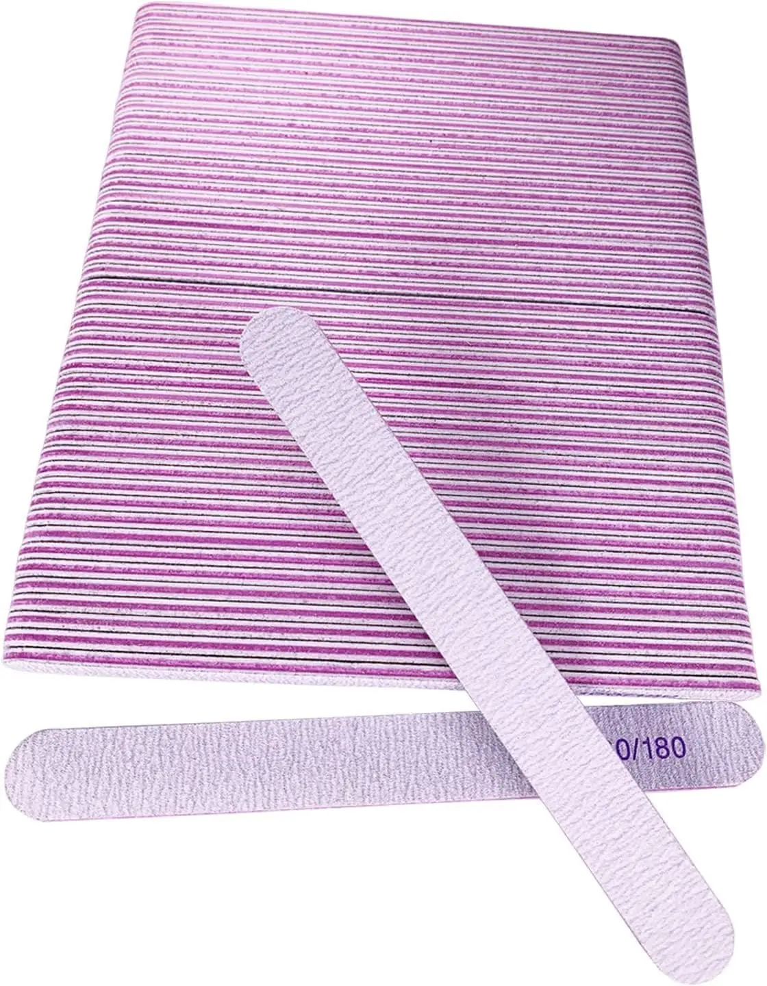 

50 Pcs Nail File Set, Double Sided 100/180 Grit for Acrylic & Natural Nails, Reusable Washable Manicure Pedicure Kit