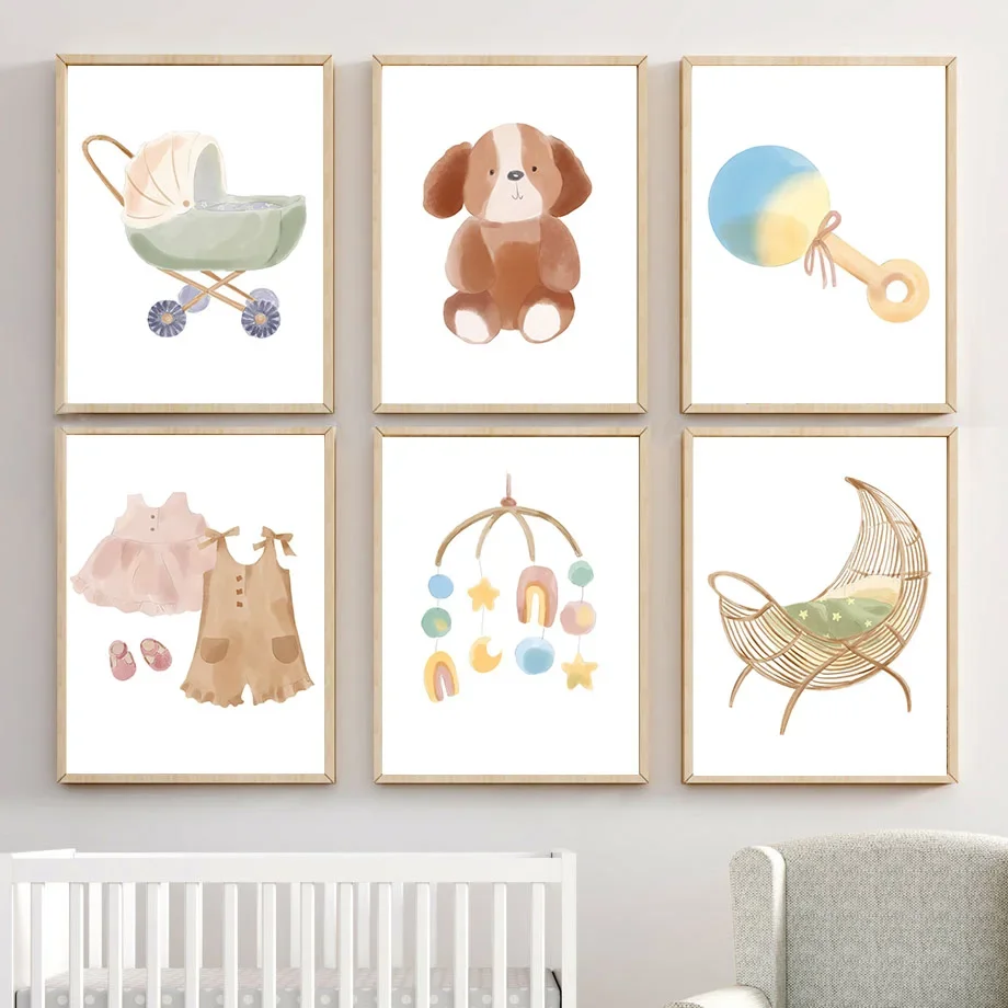 Muppet Toys Cradle Pacifier Wind Chimes Wall Art Canvas Painting Nordic Posters And Prints Nursery Wall Pictures Baby Room Decor