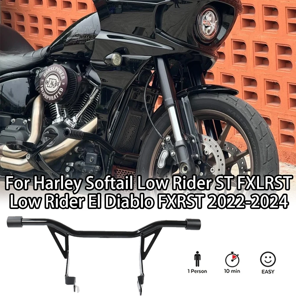 

New Harley Softail FXLRST Engine Crash Bar Heavy-Duty Aluminum Bumper Guard, Side Fairings Spoiler Protector