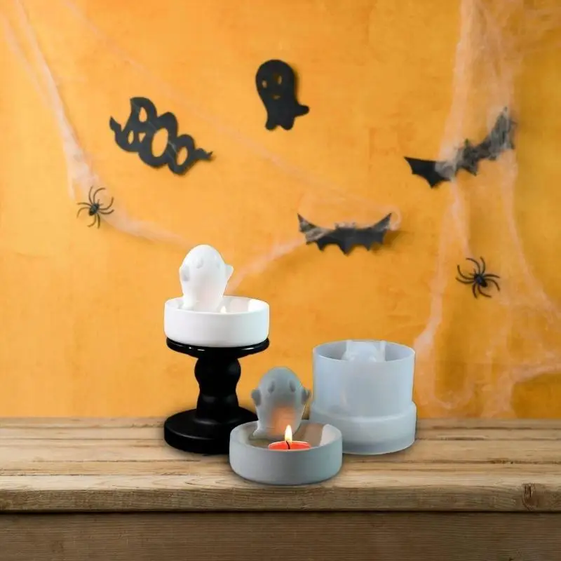 9HJK Candlestick Mould حامل شمعة القالب هالوين قاعدة شمعة العفن قالب العفن العفن سهل الإفراج عن الديكور المنزل