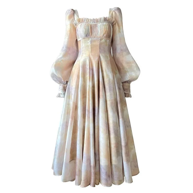 

Doris Fanny Women 2024 Spring Summer New Long Sleeve Chiffon Vintage Dresses Ladies Vestidos Elegantes para mujer Female