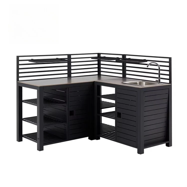 Custom Garden Backyard Modular Outdoor Kitchen Set Aluminum Frame Patio Outdoor Kitchen Cabinet with Sink