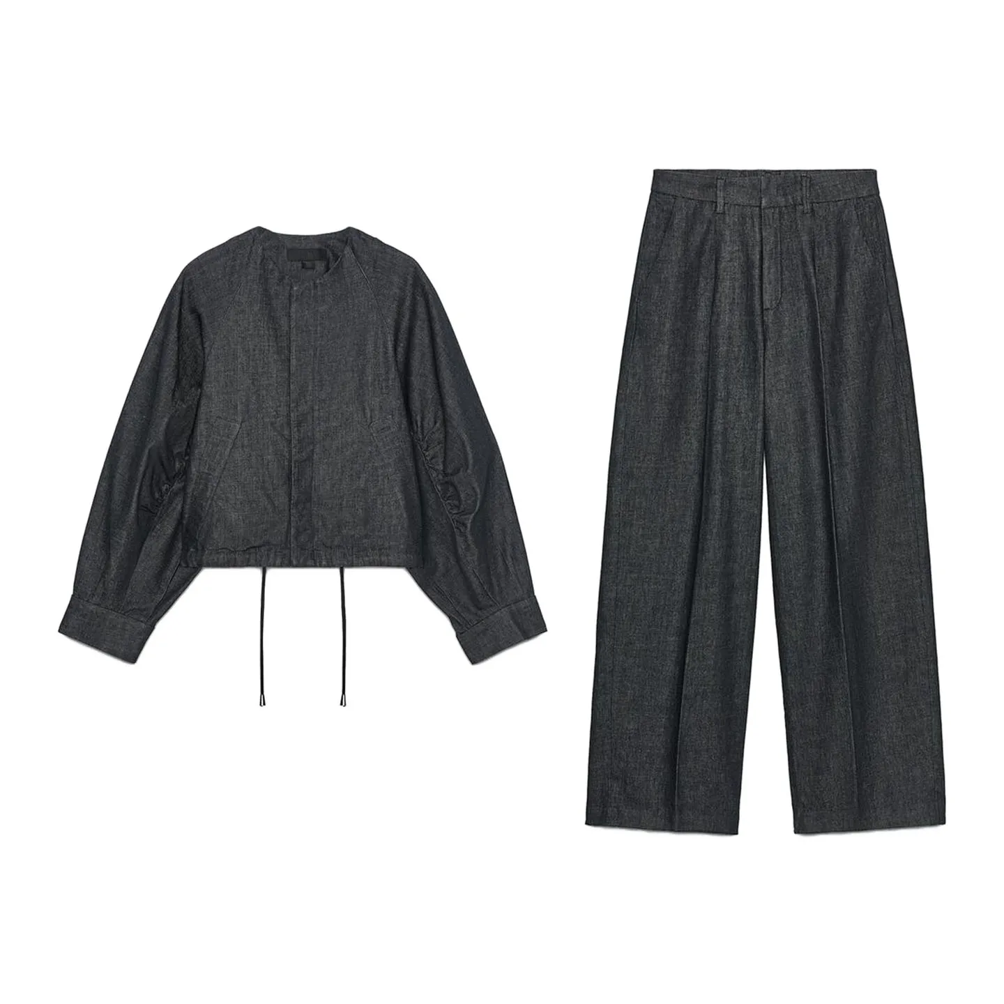 

Loose Wide Leg Jeans Pilot Jaet Women's Faion Set Casual Sle ort Coat Long Pants Trousers Autumn Collection