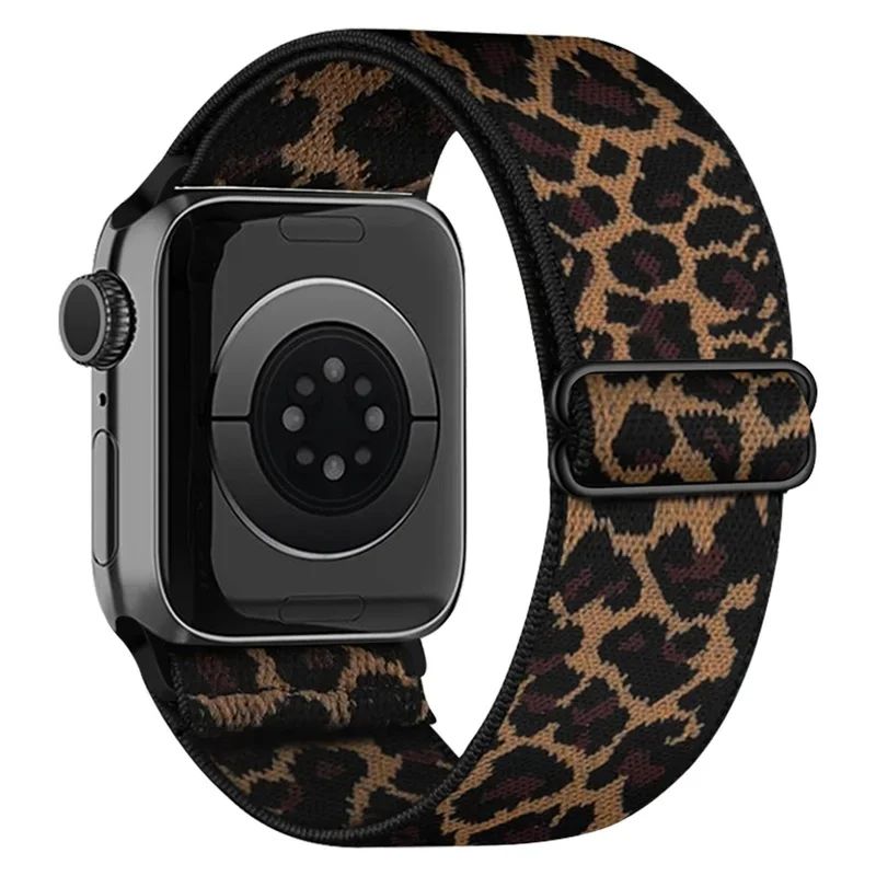 1 pack of leopard‑print elastic band, replacement bracelet compatible with Apple Watch Band 38mm 40mm 41mm 42mm 44mm 45mm 49mm