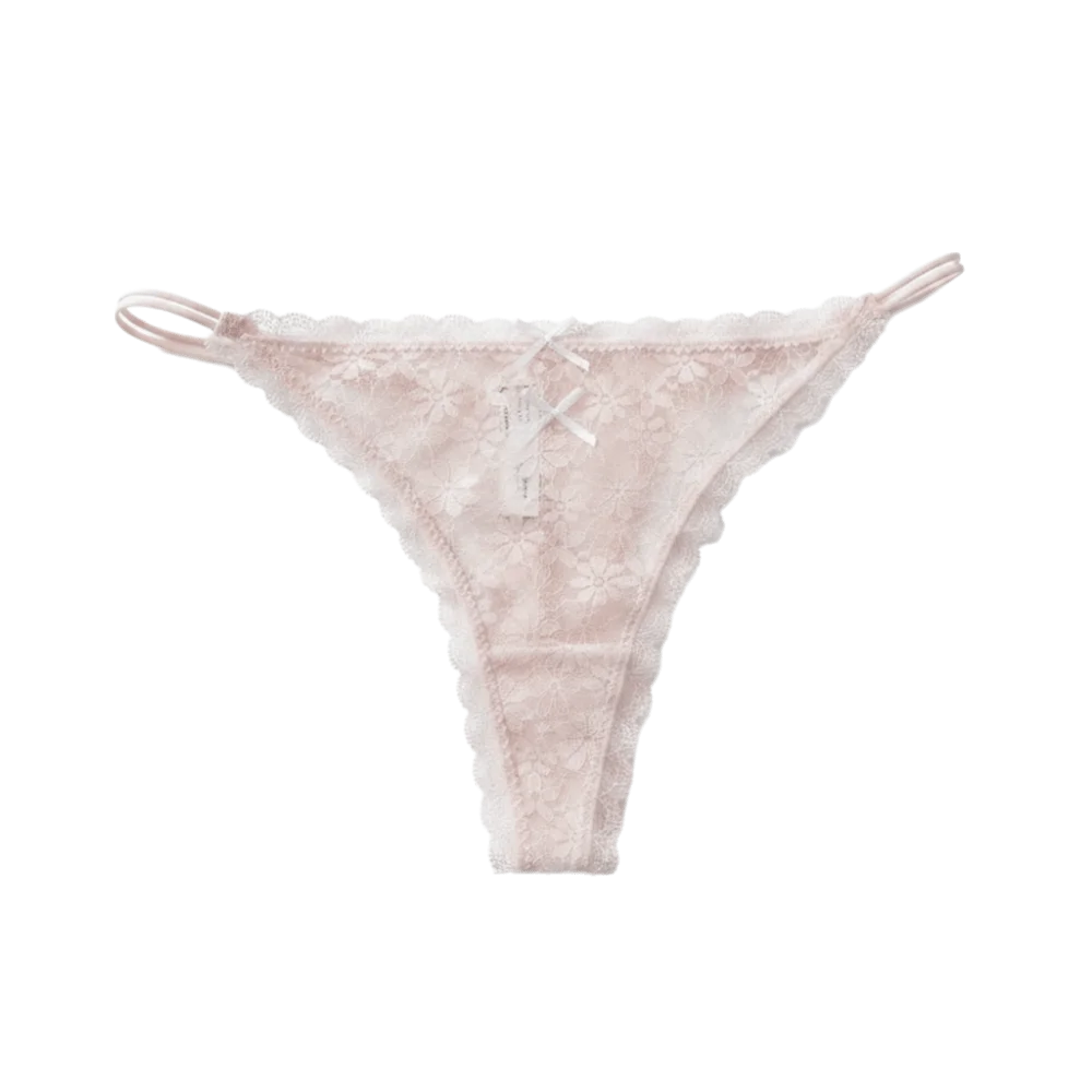 Lingerie Transparent Lace Thong Women Sweet Style Hollow Out Seamless Underwear Panties Mesh Lace Bow Underpants Daily Wear