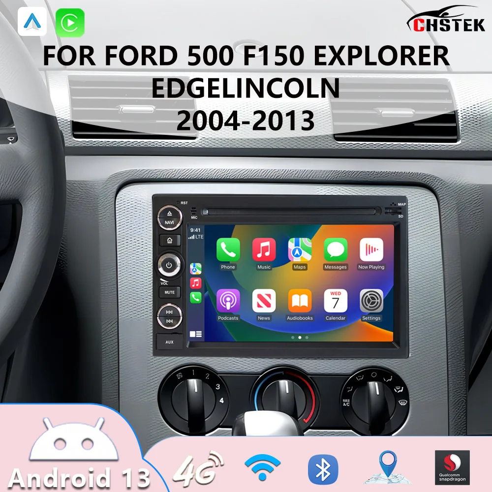 

Беспроводная система CarPlay CHSTEK для Ford 500 F150 Explorer Freestyle 2004-2009 с HD-тачскрином, 4G, Bluetooth, GPS и Wi-Fi навигацией