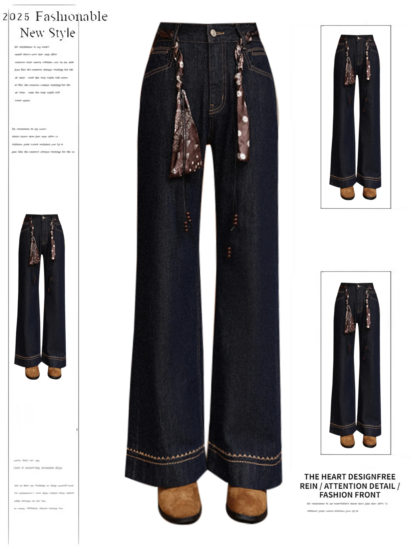 

Американские ретро-джинсы прямого кроя глубокого синего цвета с высокой талией, свободные широкие брюки, осенняя новинка, повседневная одежда, зимний сезон, женские