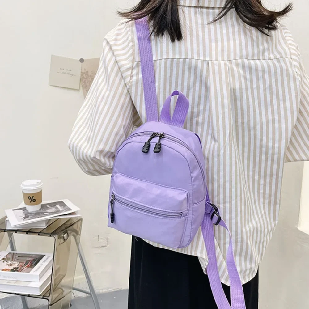 Women's Mini Backpack - Trendy Nylon Small Rucksack for Teen Girls, Lightweight School Bag Casual Daypack White