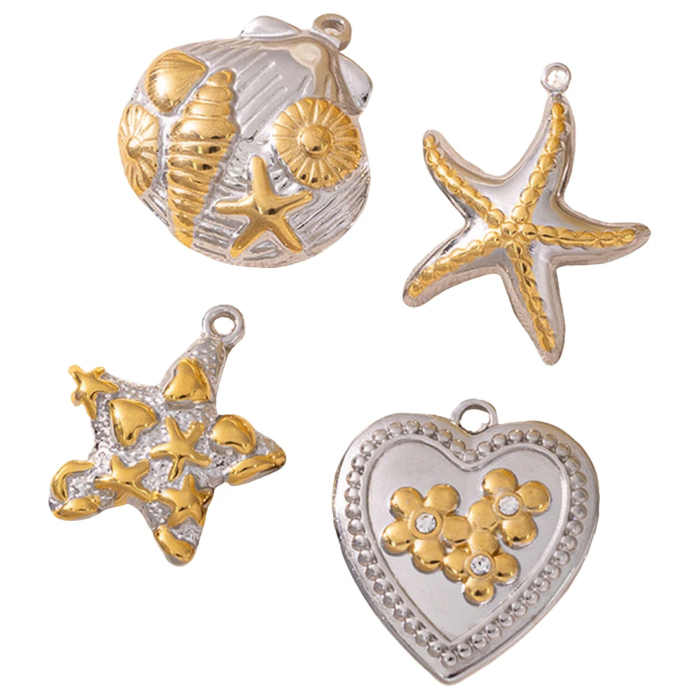 

2pcs/Lot Stainless Steel Leaf Starfish Shell Charms Pendants For DIY Handmade Earrings Necklaces Jewelry Making Supplies Crafts