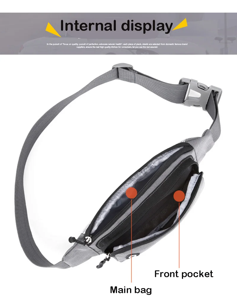 Wasserdichte Nylon-Gürteltasche für Herren und Damen, Bauchtasche, Hüfttasche, Känguru-Tasche, Sport-Lauftasche – Detail 2