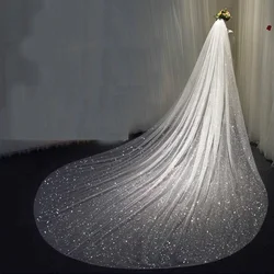 Voile Bling Bling pour Patients, Rotterdam Kly White Champagne Long Cathedral Gliters, Voile de Mariage avec Peigne, 1 Niveau, 350cm