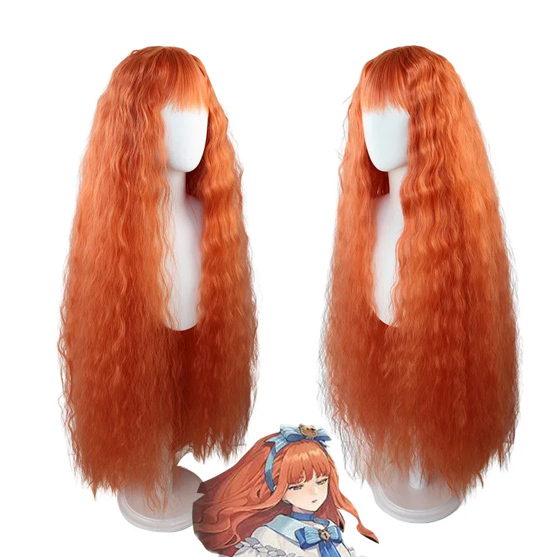 

Anime New Game Reverse:1999 Cos Mystic Baby Blue 120cm Orange Long Curly Hair Cosplay Realistic Cosplay Wig