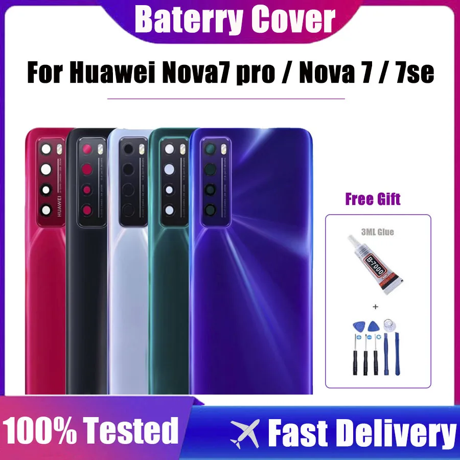 NEW Battery Cover For Huawei Nova 7 with Logo Back Cover Housing Door Rear Case For Nova7 pro / Nova 7 Se with Camera lens