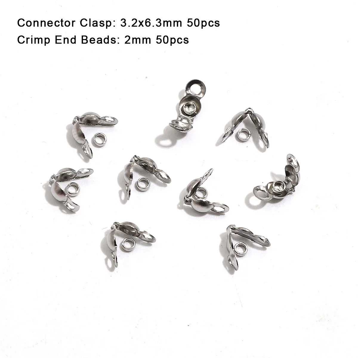 100 stks/partij Rvs Vergulde Connector Sluiting Crimp End Kralen Voor Armband Ketting Kettingen DIY Sieraden Maken Levert