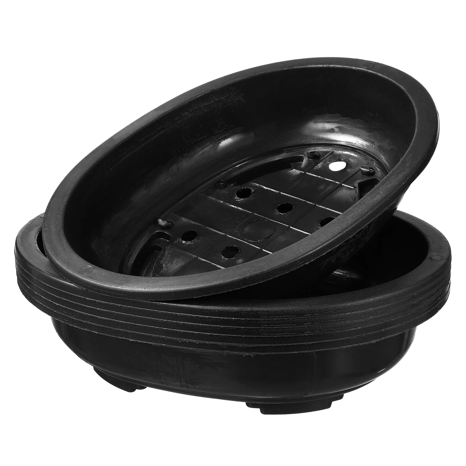 6 Pcs Flower Pot Bonsai Oval Flowerpots Tray Outdoor Pp Planter Holder Gardening Nurse Large