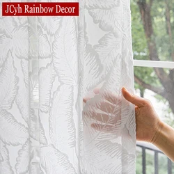 Translucidus White Curtains for the Living Room Bedroom Luxury Solid Sheer Curtain for Kitchen Doorway Hall Drape Leaves Wedding