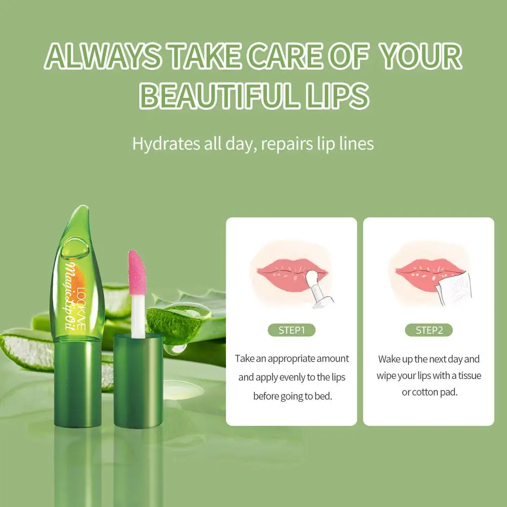 

Aloe Vera Color-Changing Lipstick Long-Lasting Moisturizing Lip Balm Care Fade-Resistant Nourishing Lip Temperature-Activat P8P9