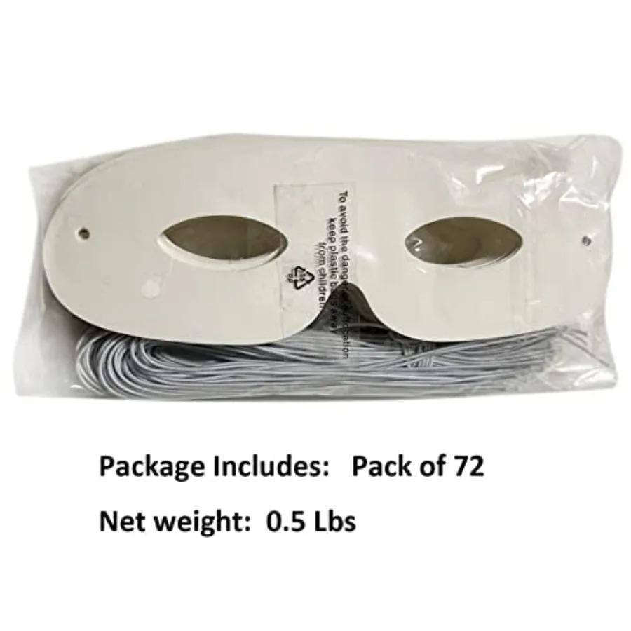72-Pack weiße Papier-Augenmasken für Kostümpartys und Halloween-Dekoration, schlichte DIY-Rohlingsmasken, ideal für individuelles künstlerisches Design