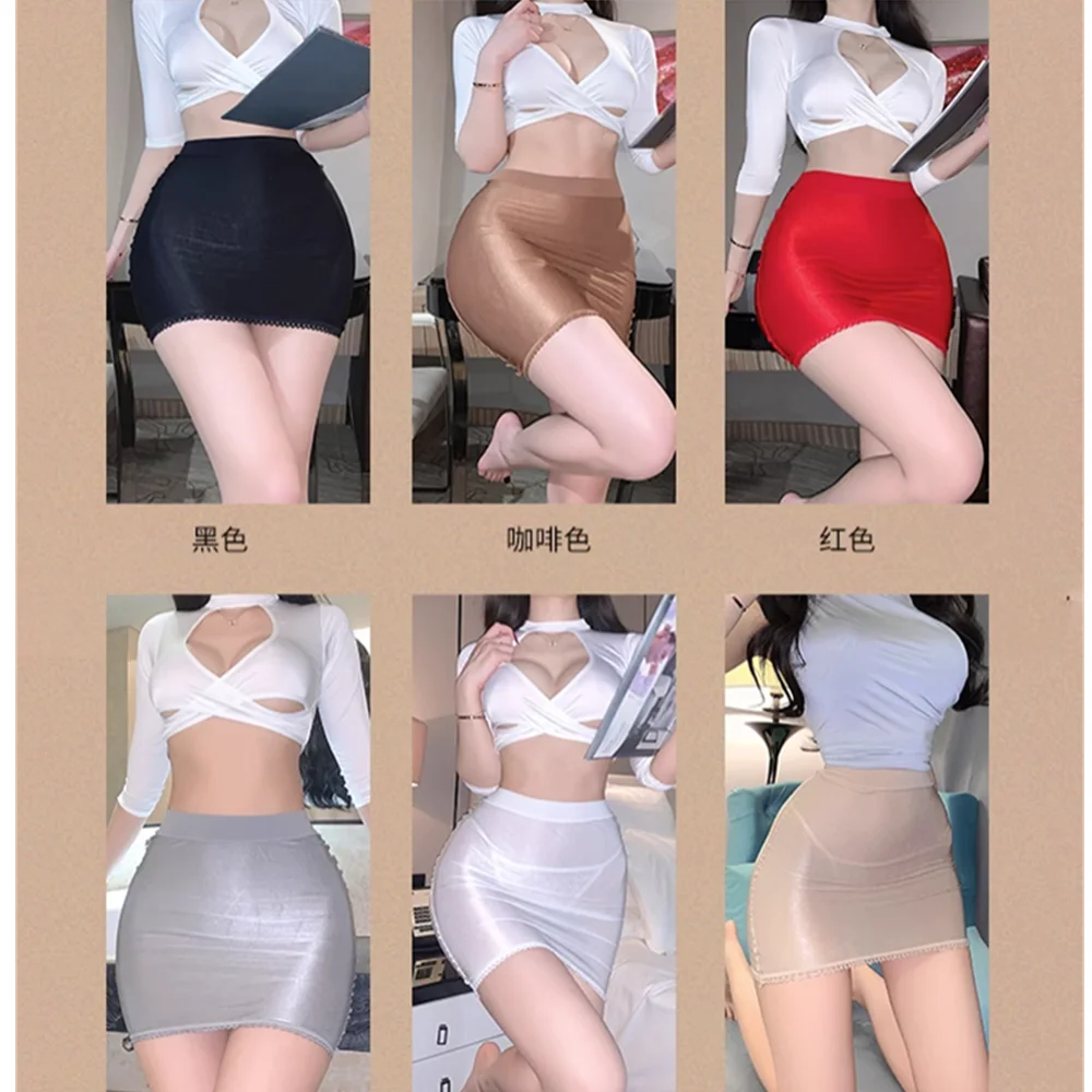 New Ladies Sexy High Elastic Transparent Package Hip Short Skirts Erotic Fishnet Hollow Out See Through Mini Body Night Dresses