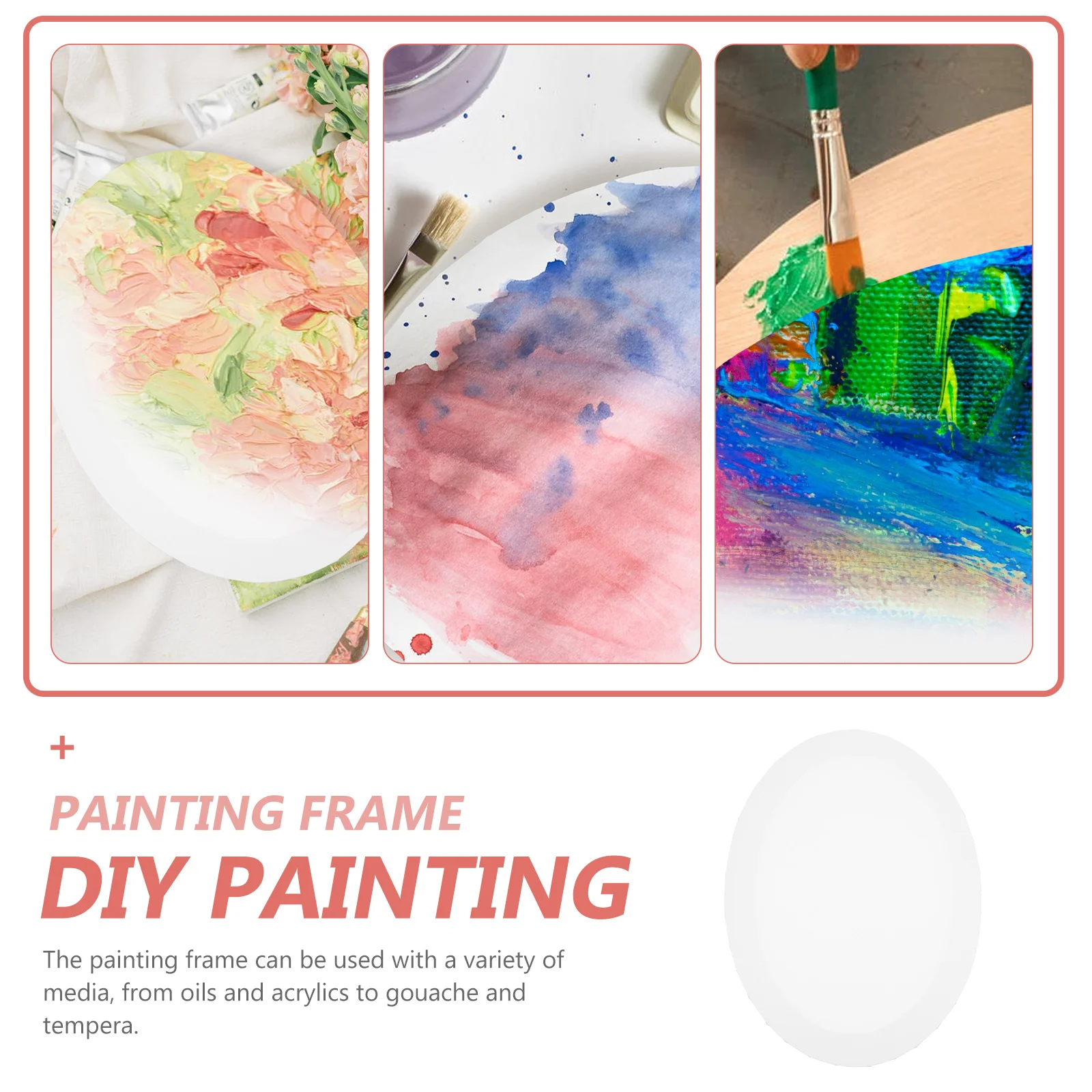 

1pc Oval For Beginner Blank Frame Small Canvas For Painting Art Student Water Color Painting Board Mini Canvas