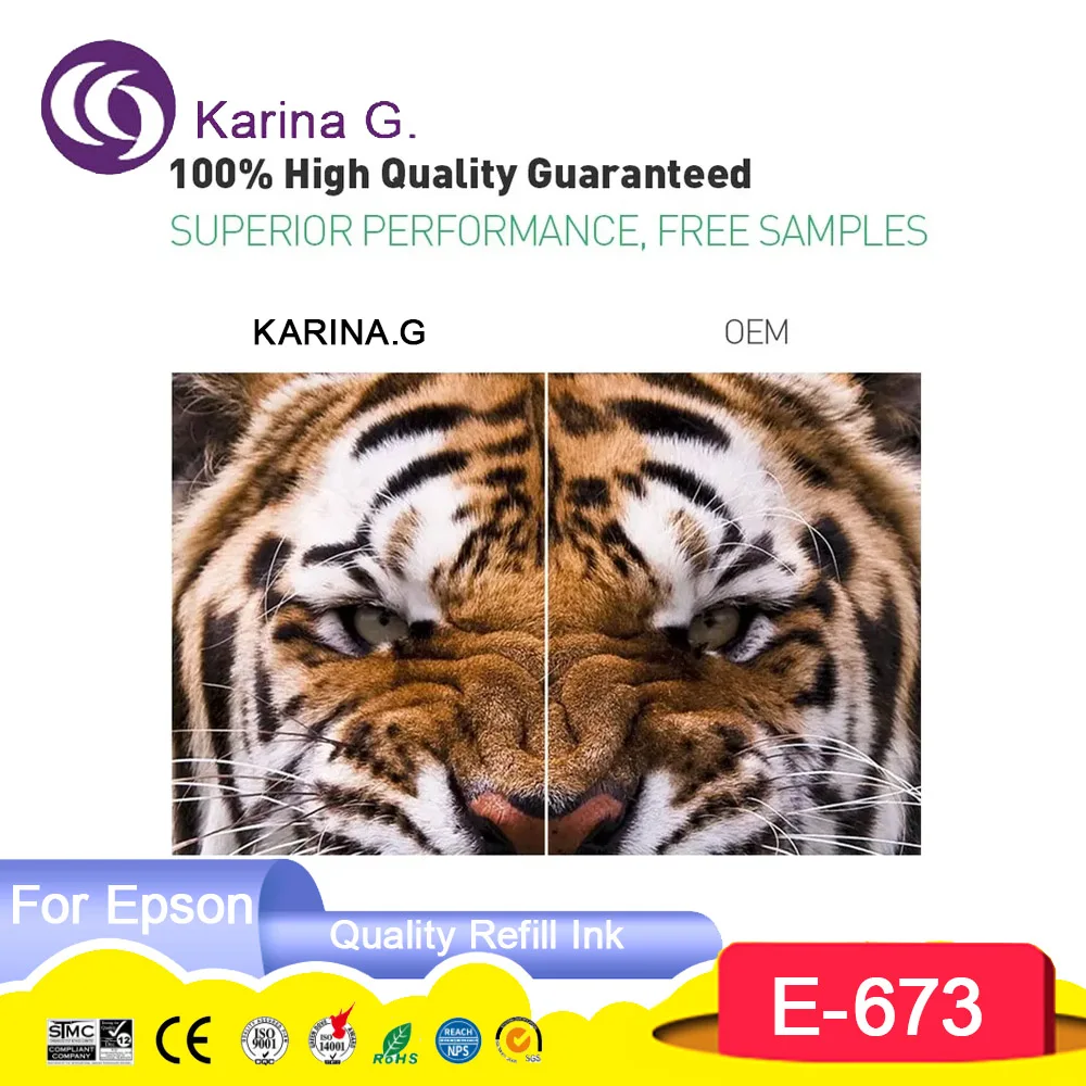 Karina.G 673 T673 T6731 Premium Color Compatible Bottle Refill Tinta Eco Encre Ink for Epson L800/L805/L810/L850/L1800 Printer