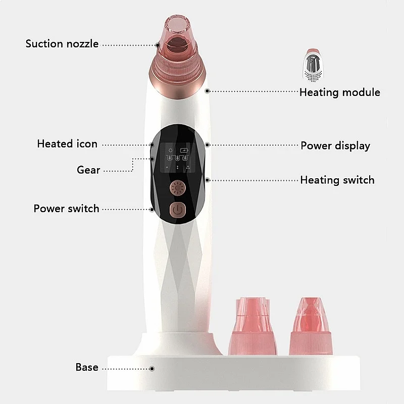 1491 Standing Commercial Home e Portable 5W Warm ABS Acne White Blackhead Vacuum Remover Facial Nose Spot Pore Cleaner