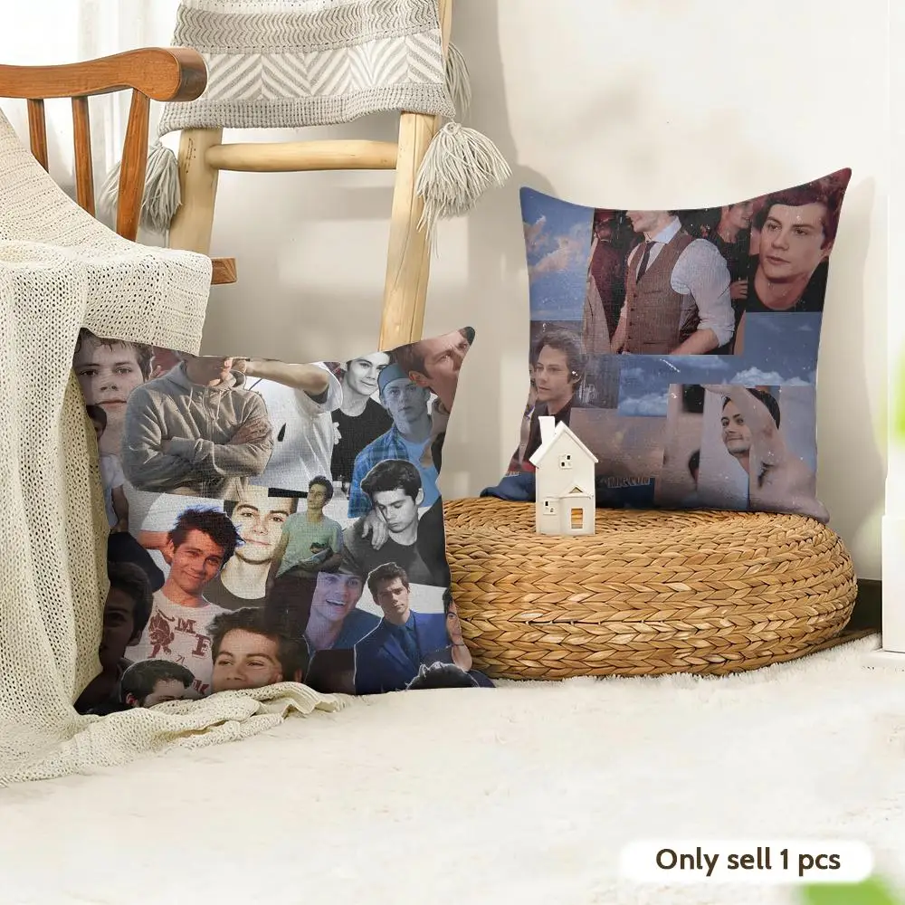 D-Dylan O Brien Cushion Cover Natural Linen Organic Fabric Double-Sided Printing Room Sofa Decor Pillow Case