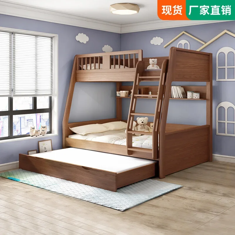 Bunk bed, adult small apartment, children\'s mother bed, solid wood, two-story adult multi-functional combination