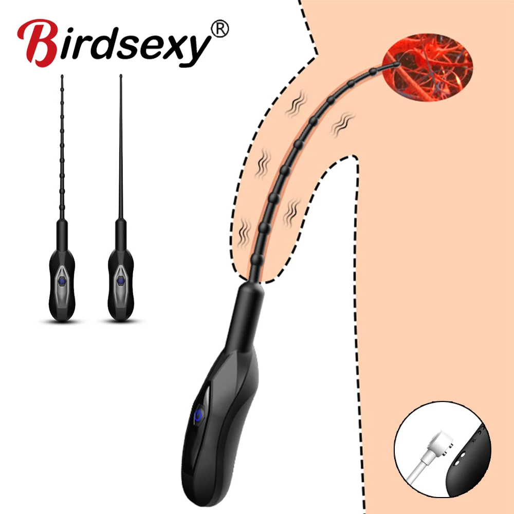 Urethral Vibrator Catheter Penis Plug Vibrating Urethral Plug Sex Toys for Man With Bullet Penis Insertion Urethra Sound Dilator