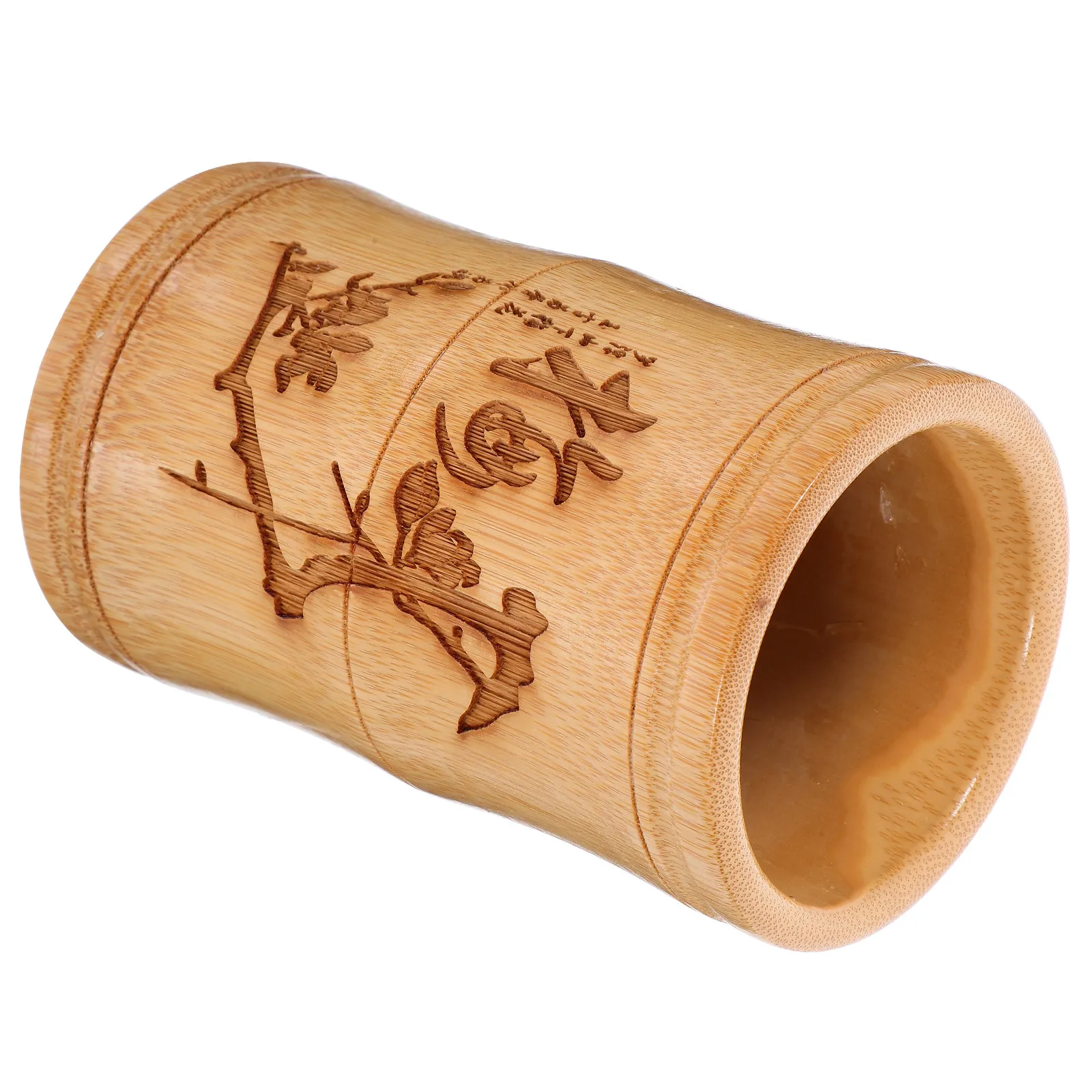 

Bamboo Carving Pen Holder Desktop Organizer Brush Storage Container Makeup Holder Vintage Chinese Style