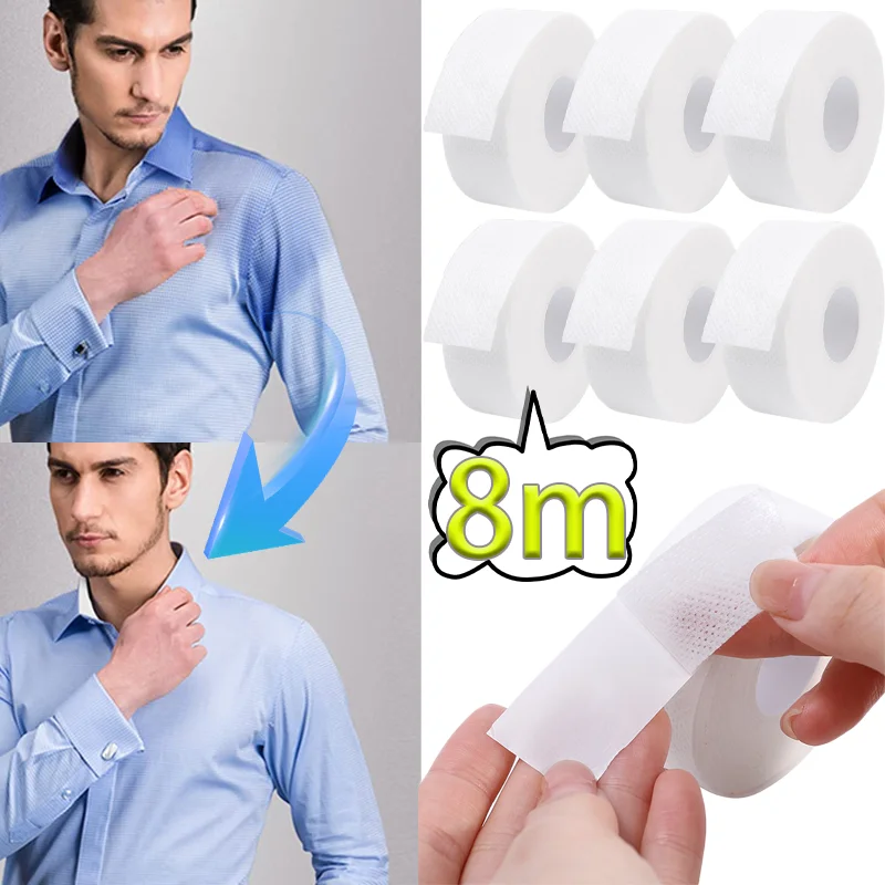 8M Collar Protector Sweat Pads Stickers Women Men Disposable Self-Adhesive Absorbent T-shirt Anti-dirt Collar Hat Neck Liner Pad