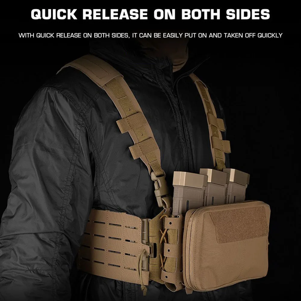 Tactical ARC Chest Rig Kit MOLLE System Placard V3 Front Flap Mag Pouch Quick Release Buckle Mount Airsoft Chest Rig Accessories