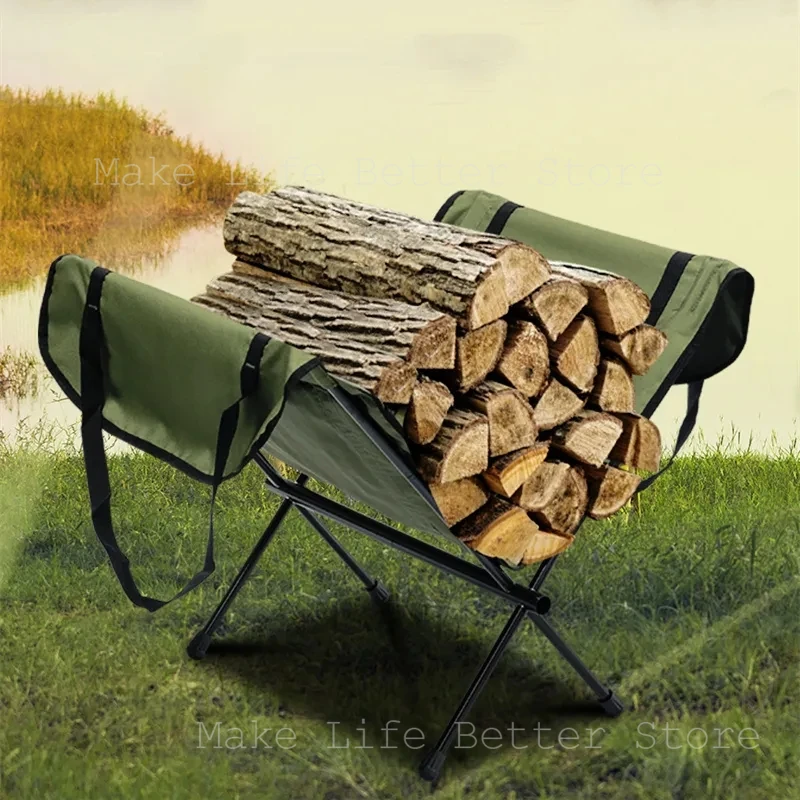 

Aluminum Alloy Firewood Rack Portable Folding Firewood Storage Bonfire Burning Rack Outdoor Camping Oxford Cloth Storage Bag