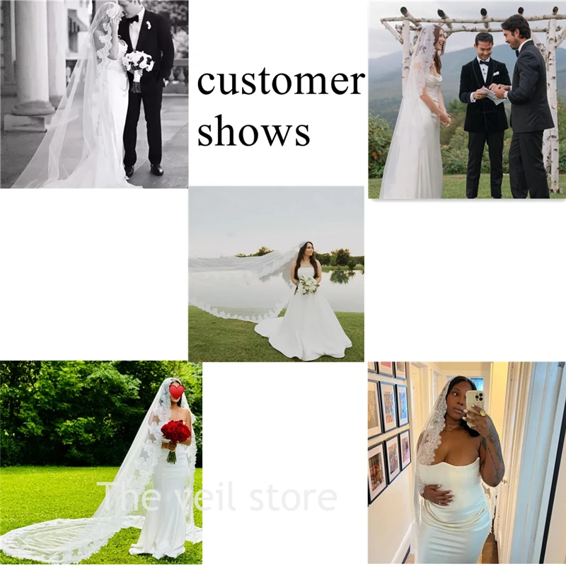 Marfim mantilla casamento véus de noiva catedral acessórios longos para noivas renda guarnição borda tule único vintage espanhol único