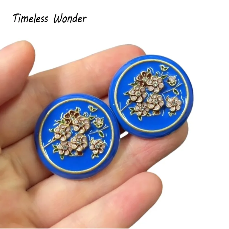 

Timeless Wonder Fancy Enamel Geo Floral Stud Earrings for Women Statement Designer Jewelry Runway Goth Runway Cute Gift 3422