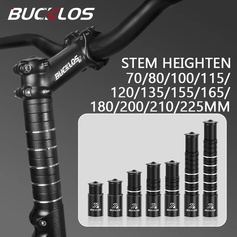 

BUCKLOS Bicycle Stem Extension Aluminum Alloy Bike Handlebar Rise Up 70/80/100/115/120/180/210mm Road MTB Stem Extender