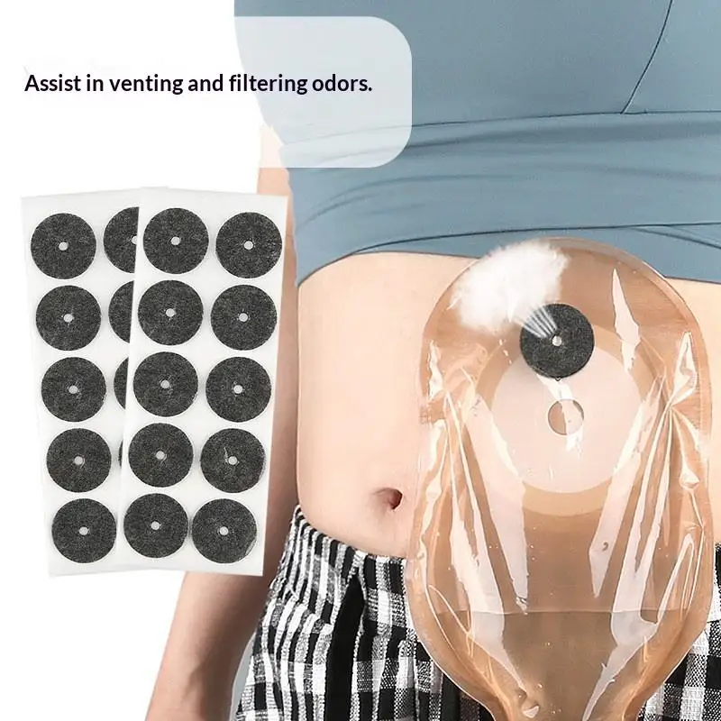 10/50 Patches Ostomy Bag Disposable Activated Carbon Filter Stoma Care Odor Bag Filter Sticker Ostomy Bag Stoma Protective Cover