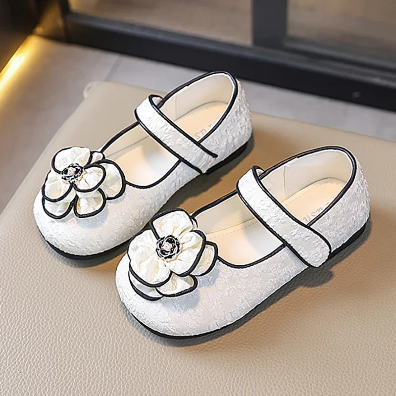

Детская повседневная обувь, модная обувь принцессы Мэри Джейн с цветочным узором для девочек, новые весенние детские нескользящие туфли на мягкой подошве на плоской подошве