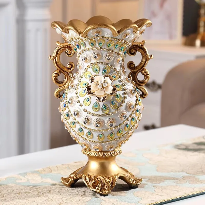 Hot Sale Luxury Resin Pearl Gold Flooring Vase Home Wedding/Party Decor Stylish Vintage Modern Design Living Room Christmas