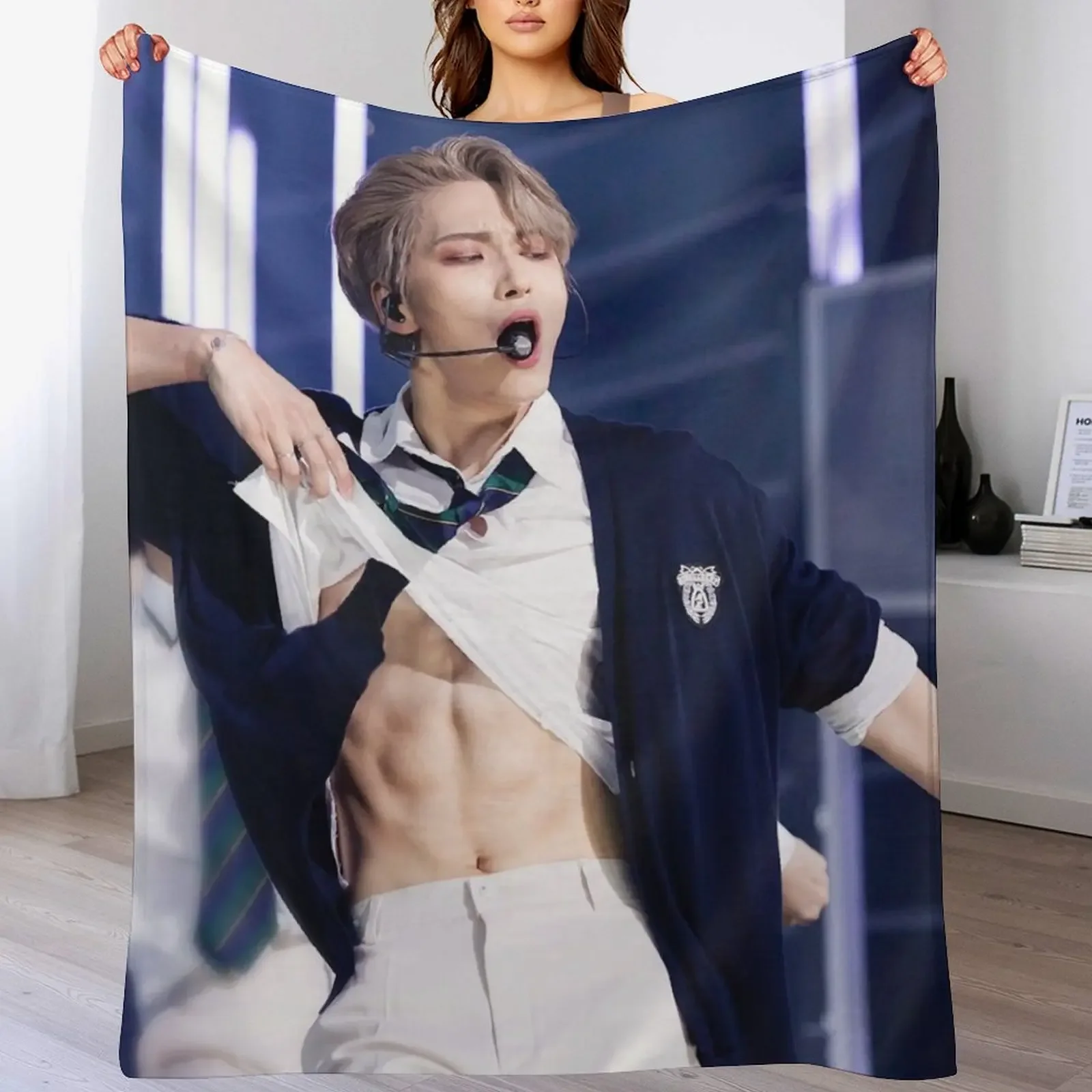 

Ateez Seonghwa Throw Blanket Decorative Sofa Kid'S wednesday Blankets