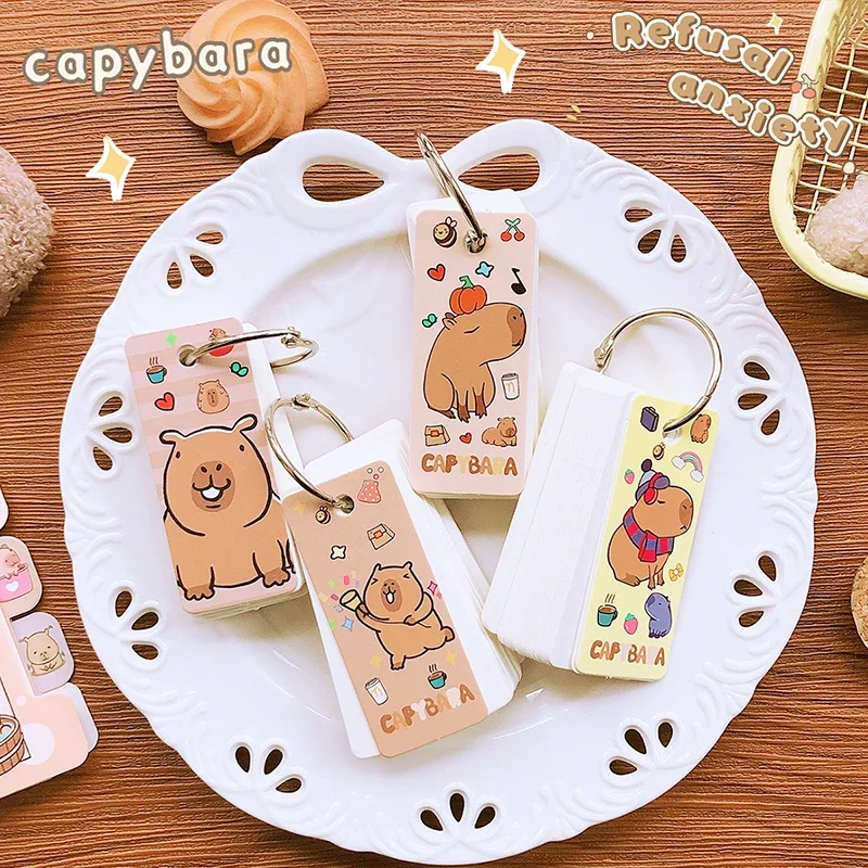 Lindo cuaderno de notas Capybara kawaii, papelería para estudiantes, accesorios de oficina, suministros escolares, Mini Bloc de notas diario portátil