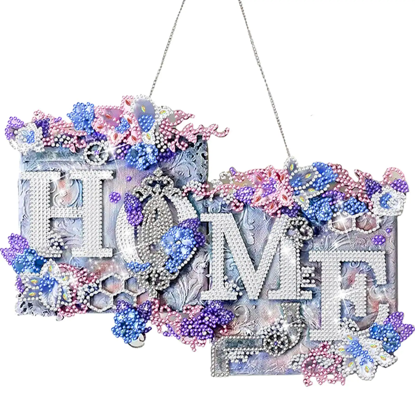 

Acrylic Diamond Painting Hanging Pendant Sweet Home Single-Sided Crystal Hanging Home Wall Decor for Garden Window Decoration