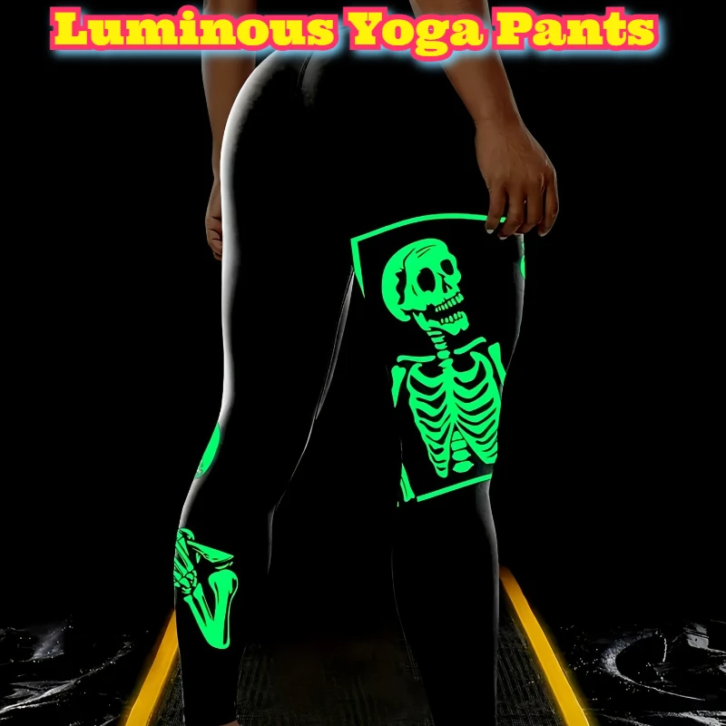 Brilha no escuro calças de yoga cintura alta collants reflexivos correndo leggings esportes ao ar livre fitness treino wear feminino roupas ativas