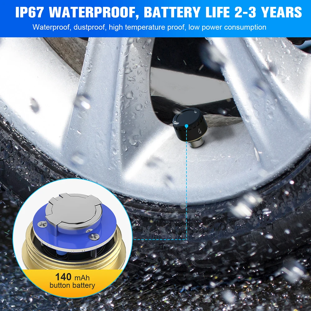 

Professional Car TPMS Tire Pressure Monitoring System Bluetooth-compatible Mobile Phone Display Tire Pressure Monitor