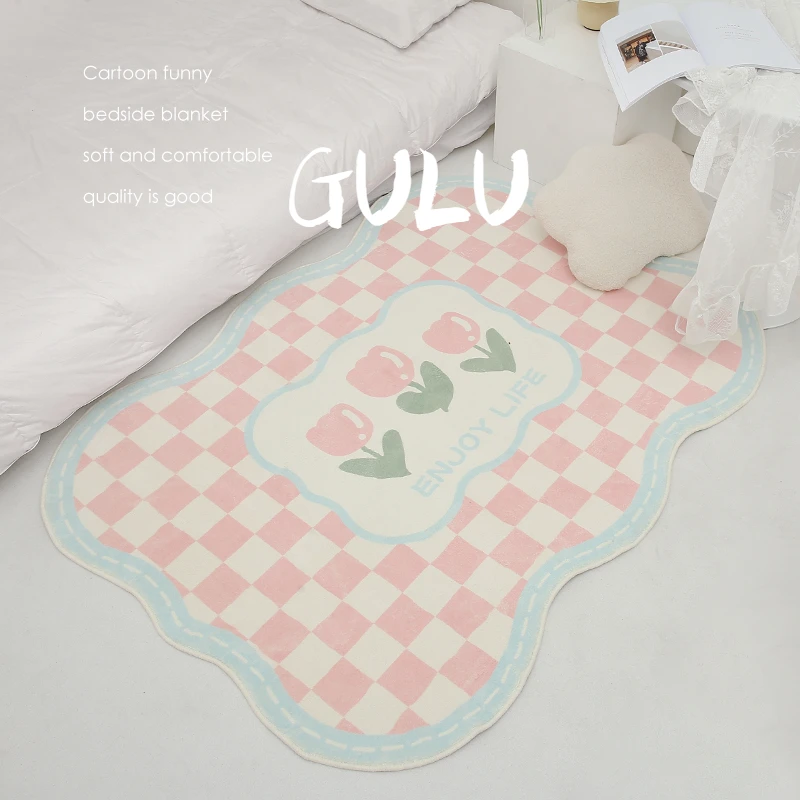 Cute Style Carpets for Living Room Cartoon Bedroom Decor Bedside Carpet Home Plush Rugs Fluffy Soft Lounge Rug Pink Floor Mat