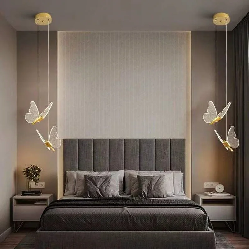 

Modern LED butterfly pendant light bedroom, bedside, background wall acrylic personalized pendant light home decoration lighting