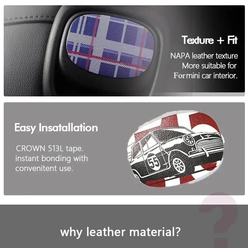 2Pcs/Set Rear Seat Handle Leather Sticker For Mini Cooper F56 F57 R55 R56 R57 R58 R59 R61 Decals Cover Car Interior Stickers