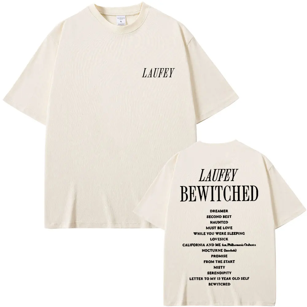 Best Famous Singer Laufey Bewitched Letter Graphic T Shirt Men Women Fashion Pop Music Aesthetic T-shirts Men's Oversized Tshirt