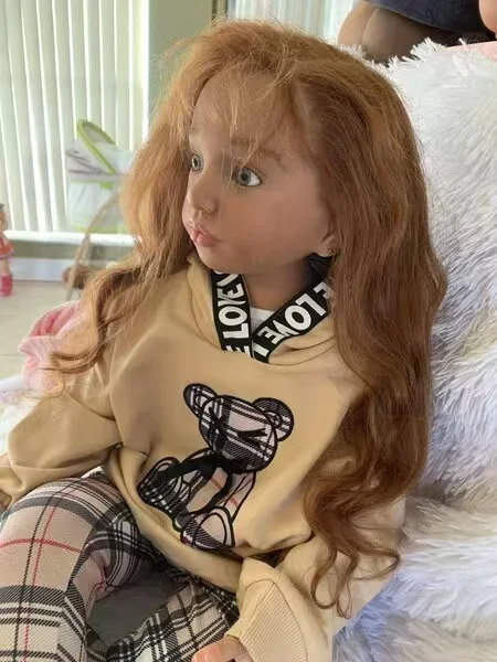DLS Aangepaste beperkte levering 42 inch herboren babypop Aloenka met handgeworteld haar DIY-onderdeel met stoffen lichaam